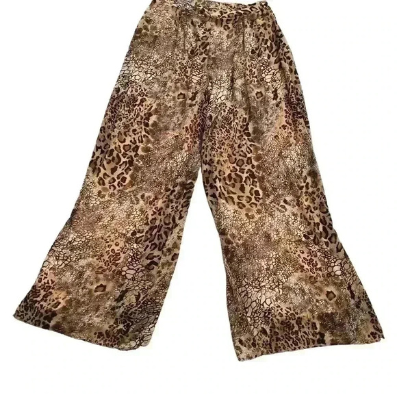 New Directions Mob Wife Women’s Small Brown/Tan Animal Print Palooza Pants - Picture 2 of 6